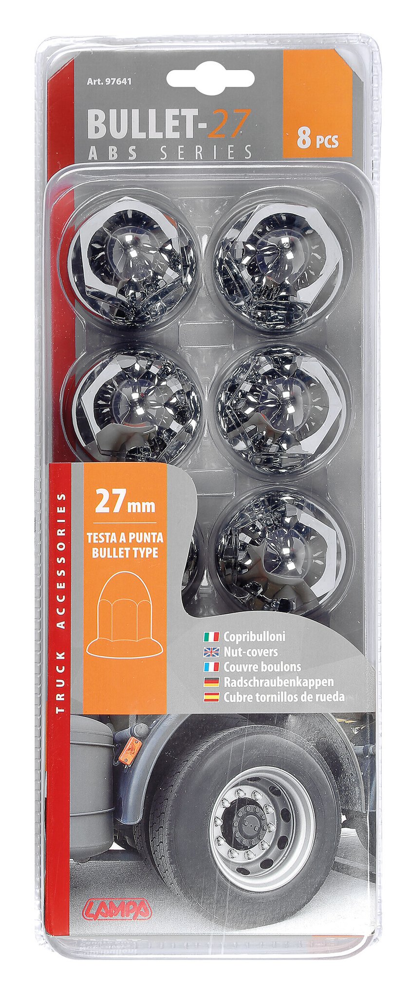 Lampa Copribulloni Cromati ABS Ø 27 mm - Set da 8 pz