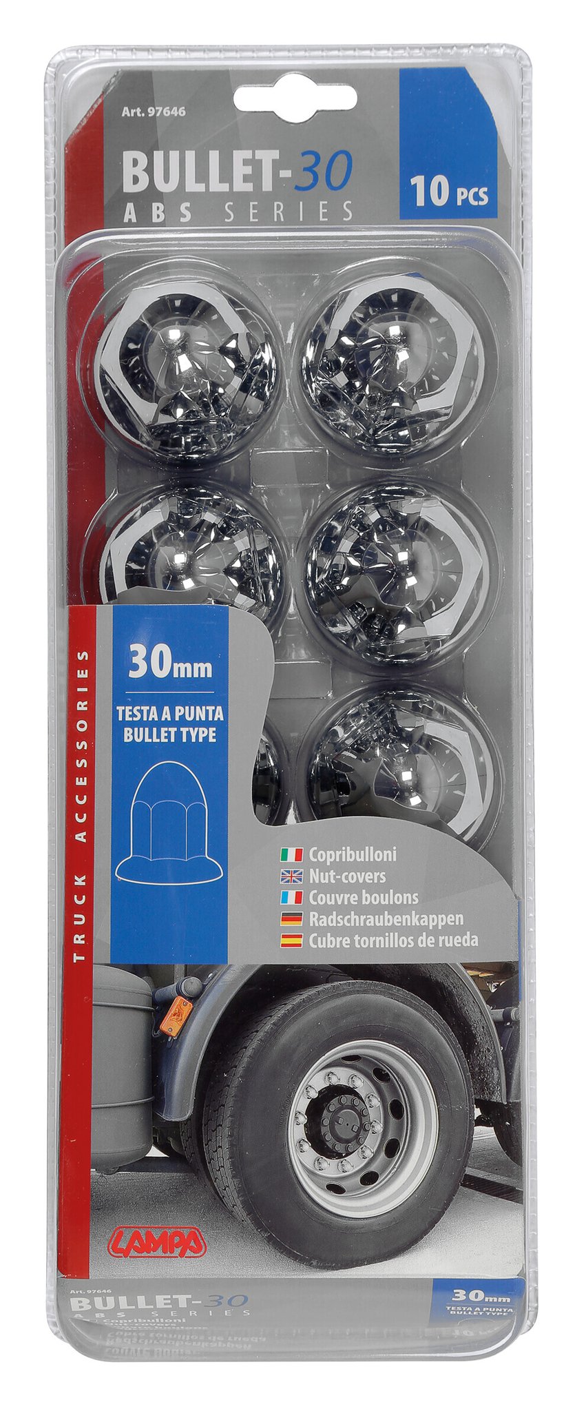 Lampa Copribulloni cromati in ABS -  30 mm - Set 10 pz 7646 97646