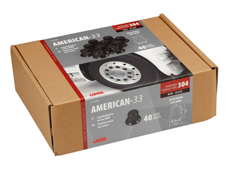 Lampa American, Set 40 copribulloni testa piatta in acciaio inox -  33 mm - Nero 97683