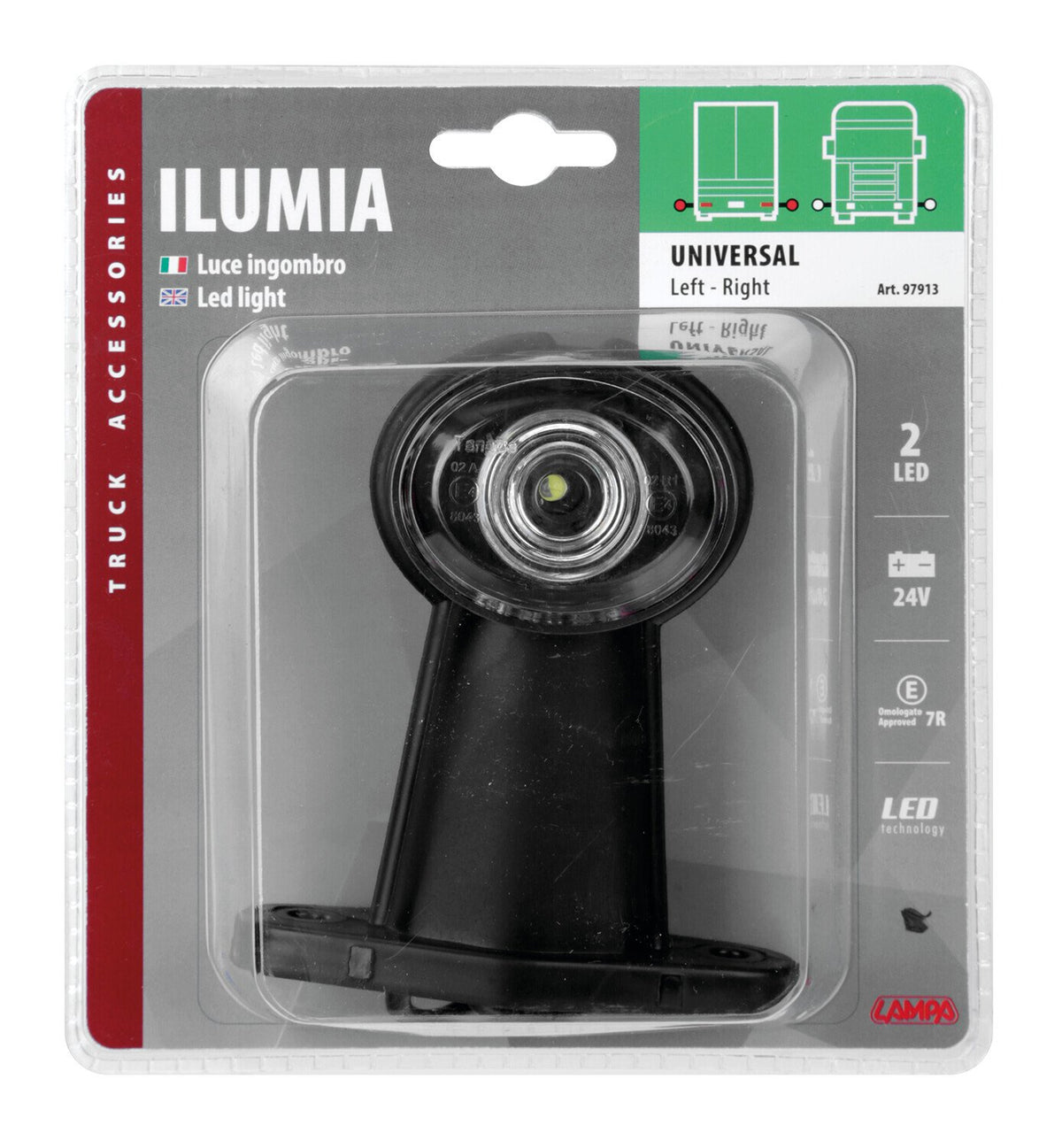 Lampa Ilumia, luce perimetrale a 2 Led, 24V - Diritta corta - Universale 97913