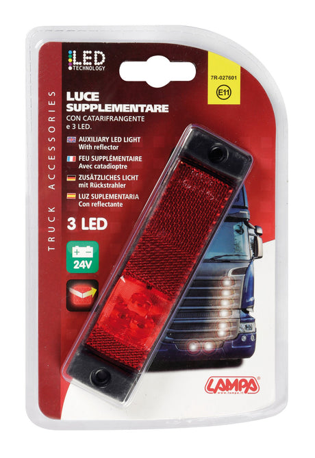 Lampa Luce ingombro con catarifrangente - 3 Led - 24V - Rosso 97915