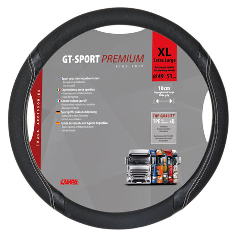 Lampa GT-Sport, coprivolante in Skeentex - XL -  49/51 cm - Nero/Argento 98010
