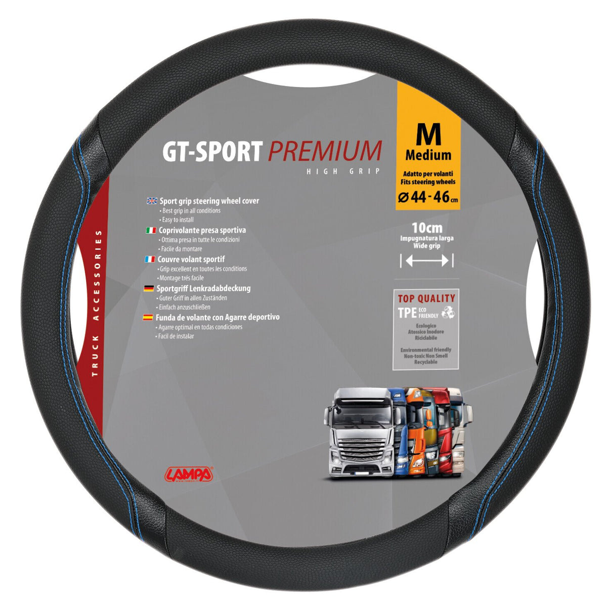 Lampa GT-Sport Steering Wheel Cover Skeentex Black/Blue M Ø 44/46 cm