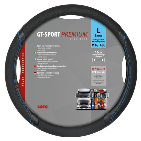 Lampa GT-Sport, coprivolante in Skeentex - L -  46/48 cm - Nero/Blu 98013
