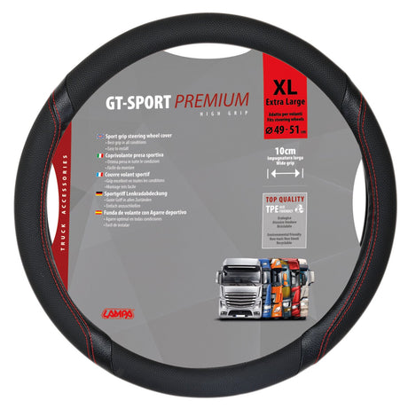 Lampa GT-Sport, coprivolante in Skeentex - XL -  49/51 cm - Nero/Rosso 98018