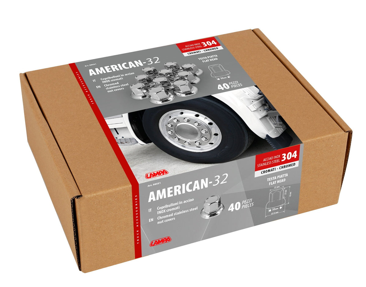 Lampa American Copribulloni Testa Piatta Inox Ø 32 mm Cromo - Set 40 pz