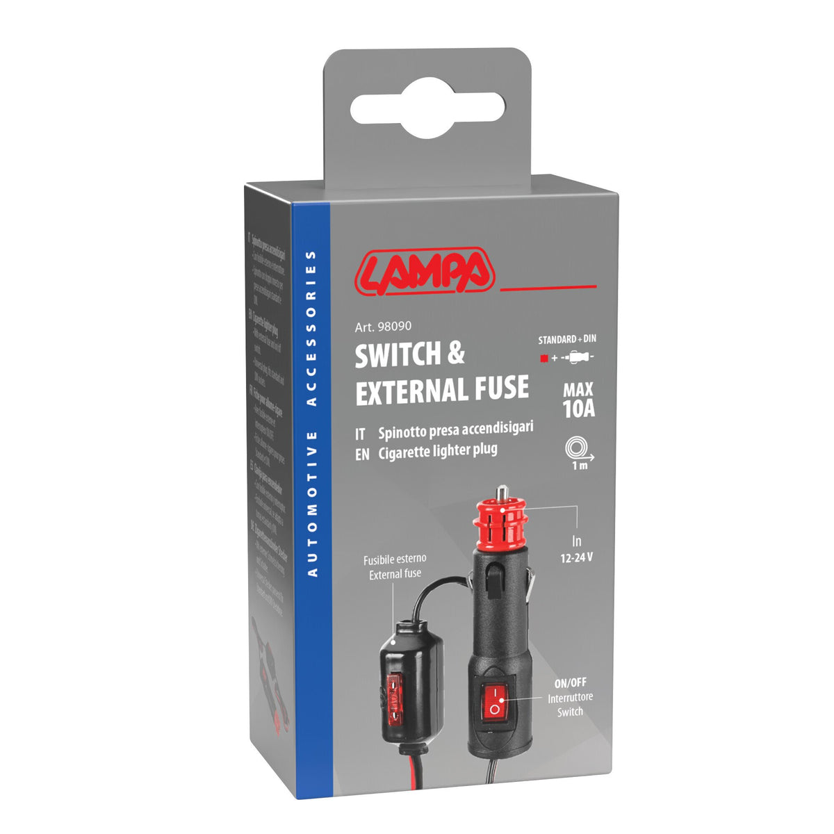 Lampa Spinotto per presa accendisigari con fusibile esterno - 12/24V 98090