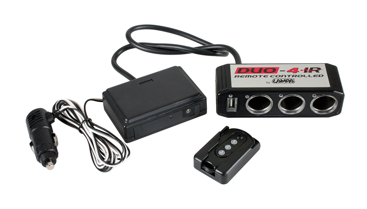 Lampa Duo-4, presa corrente tripla, USB, telecomando, 24V 98137
