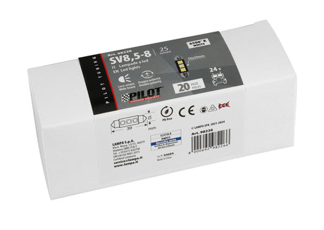 24/28V Hyper-Led 9 3 SMD x 3 chips 10x39 mm SV8,5-8 20 pz Busta Bianco dp. pol. 98226