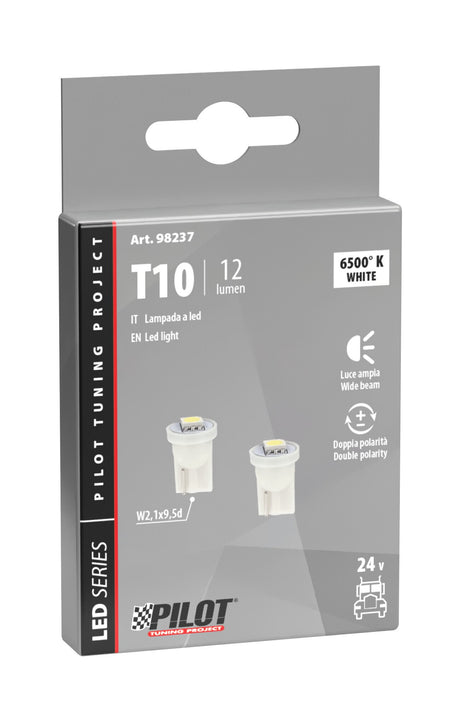 24/28V Hyper-Led 3 1 SMD x 3 chips T10 W2,1x9,5d 2 pz Bianco Doppia polarità 98237
