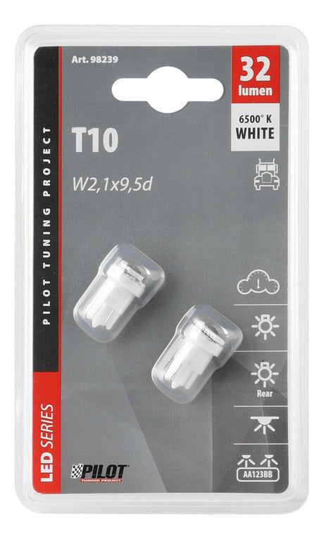 24/28V Hyper-Led 6 2 SMD x 3 chips T10 W2,1x9,5d 2 pz Bianco Doppia polarità 98239