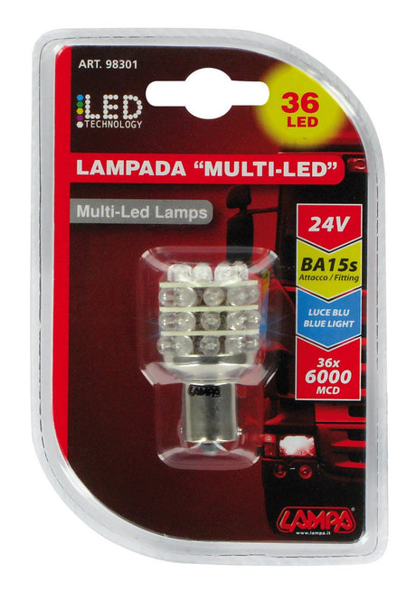 Lampa 24V Lampada Multi-Led 36 Led - (P21W) - BA15s - 1 pz - D/Blister - Blu 98301