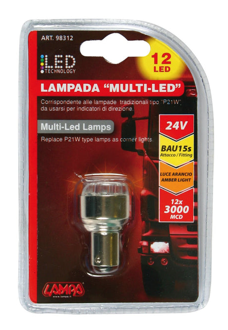 Lampa 24V Lampada Multi-Led 12 Led - (PY21W) - BAU15s - 1 pz - D/Blister - Arancio 98312