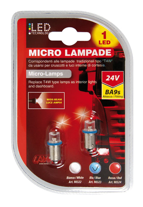 Lampa 24V Led Series - 1 Led - (T4W) - BA9s - 2 pz - D/Blister - Blu 98323