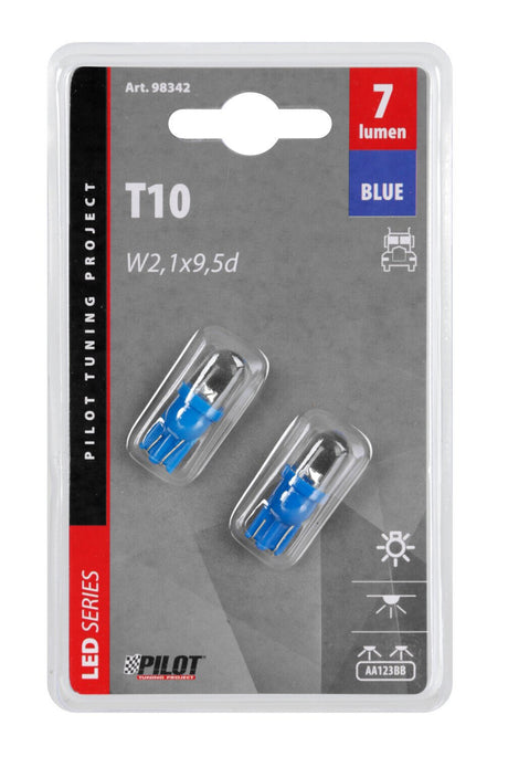 Lampa 24V Micro lampada 1 Led - (T10) - W2,1x9,5d - 2 pz - Scatola - Blu 98342