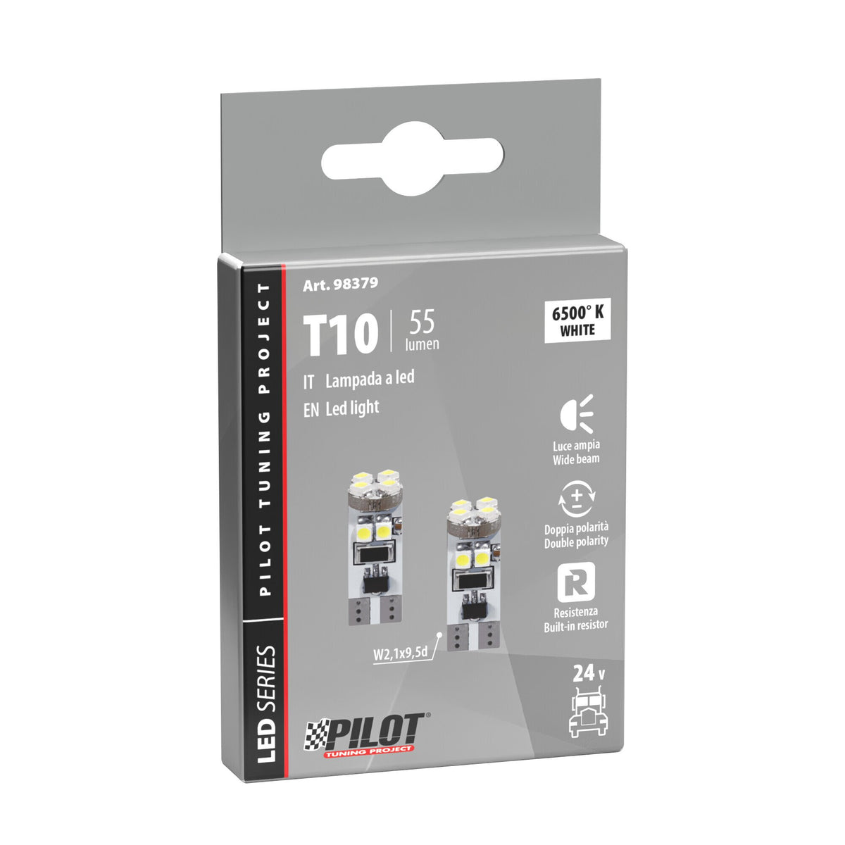Lampa Hyper-Led 24 T10 W2,1x9,5d 8 SMD 3 Chip Trifocus 24V Bianco