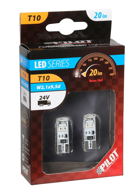 24V Hyper-Led 24 8 x3 chips T10 Trifocus W2,1x9,5d 2pz Scatola Rosso res. inc. 98381