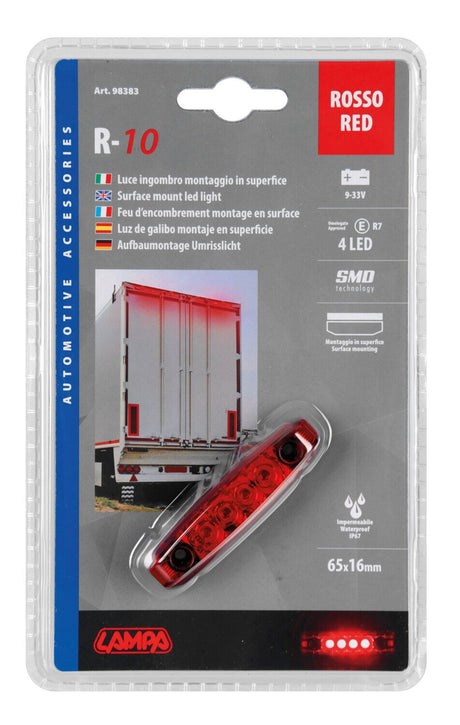 Lampa Luce perimetrale a 4 Led, 24V - Rosso 98383