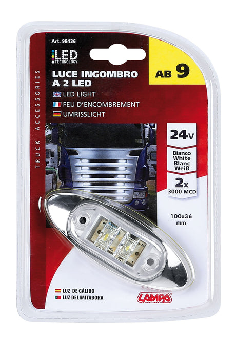 Lampa Luce ingombro a 2 Led, 24V - Bianco 8436 98436