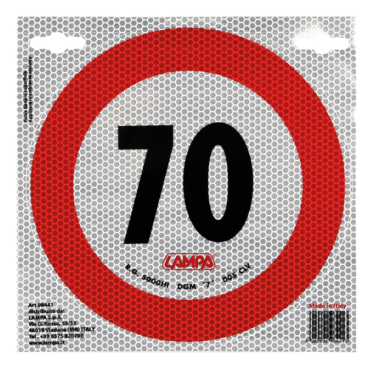 Lampa Contrassegno limite velocità - 70 Km/h 98441