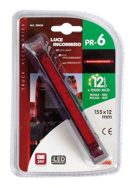 Lampa Luce ingombro a 12 Led, 24V - Rosso 8456 98456