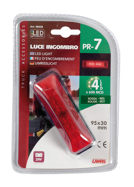 Lampa Luce ingombro a 4 Led, 24V - Rosso 98458