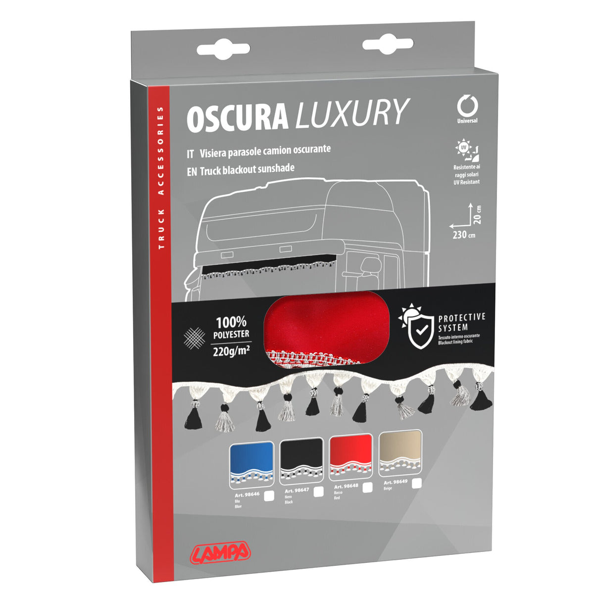 Lampa Oscura, fascia parasole per camion - Rosso 98648