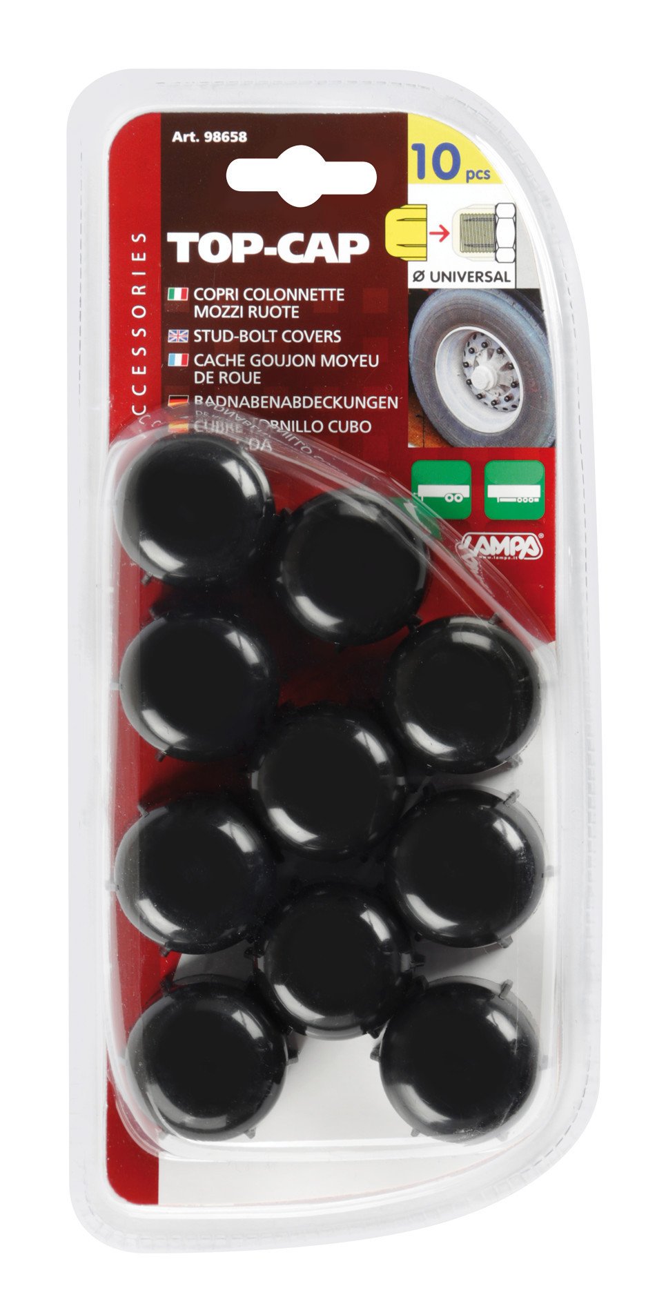 Lampa Top-Cap Copri Colonnette Mozzi Ruote Camion - Conf. da 10 pz