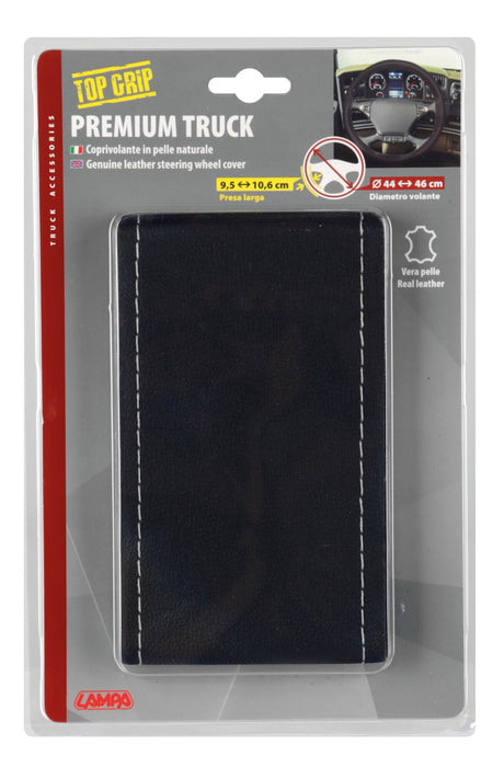 Lampa Premium Truck, coprivolante in pelle - M -  44/46 cm - Nero/Argento 98884