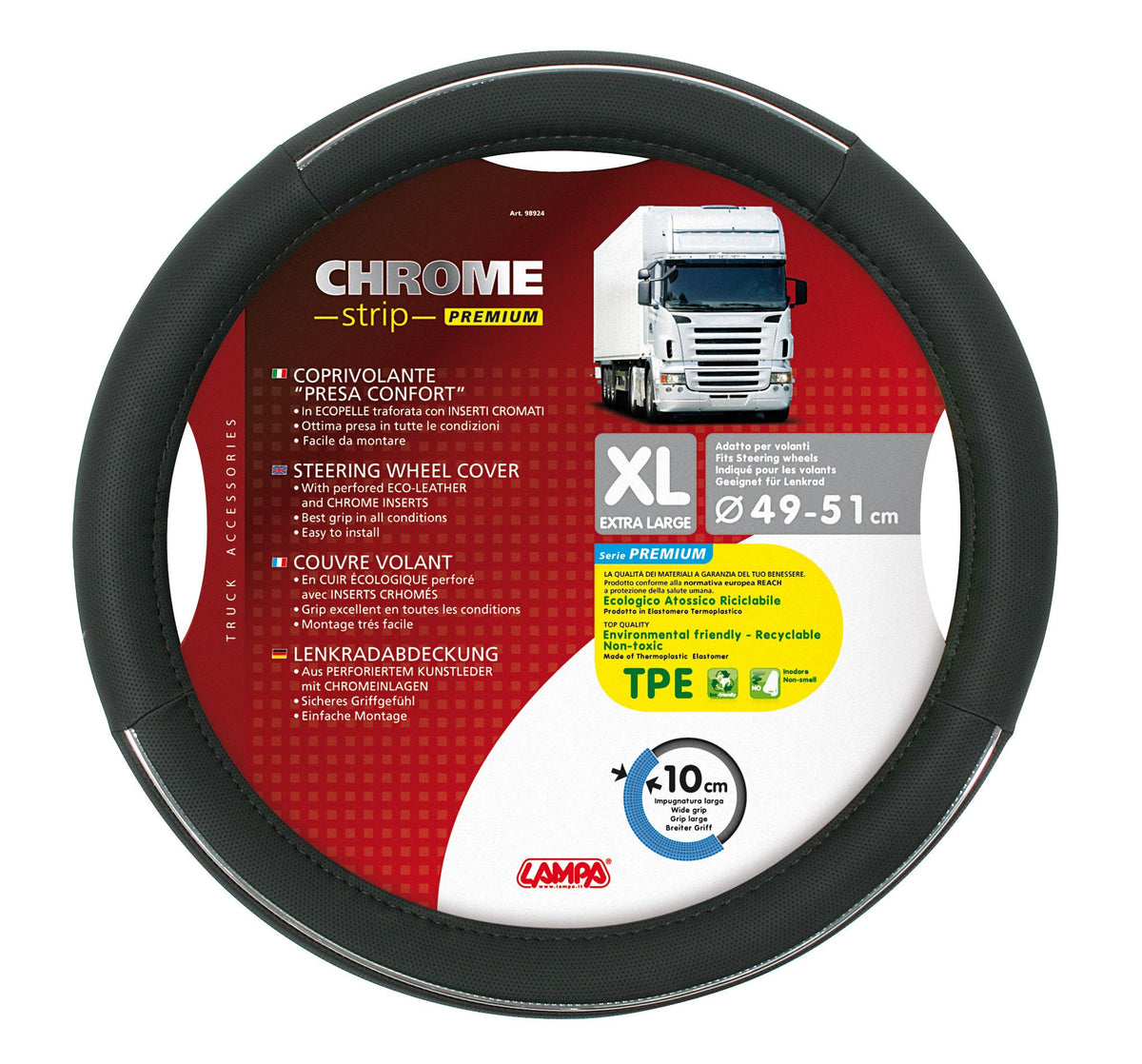 Lampa Chrome Strip, coprivolante in Skeentex - XL -  49/51 cm 98924