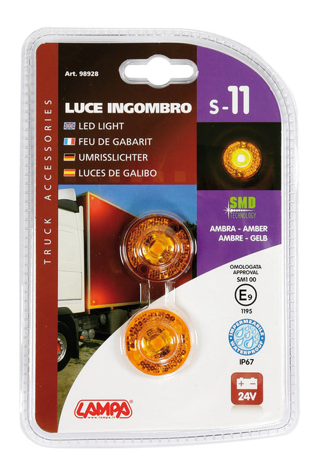 Lampa Coppia luci ingombro a 1 Led, 24V - Arancio 98928