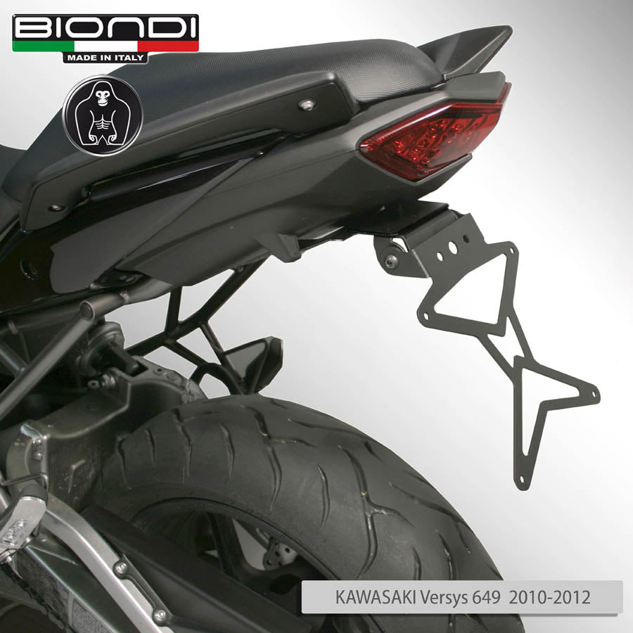 Biondi Portatarga Moto Acciaio Nero Regolabile Kawasaki Versys 649 2010-2012