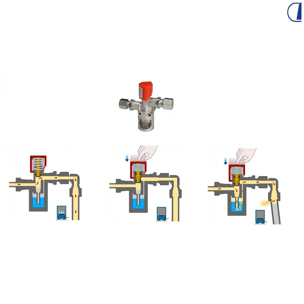 GOK Valvola di test tenuta impianto gas GPL ingresso 8 mm uscita 10 mm