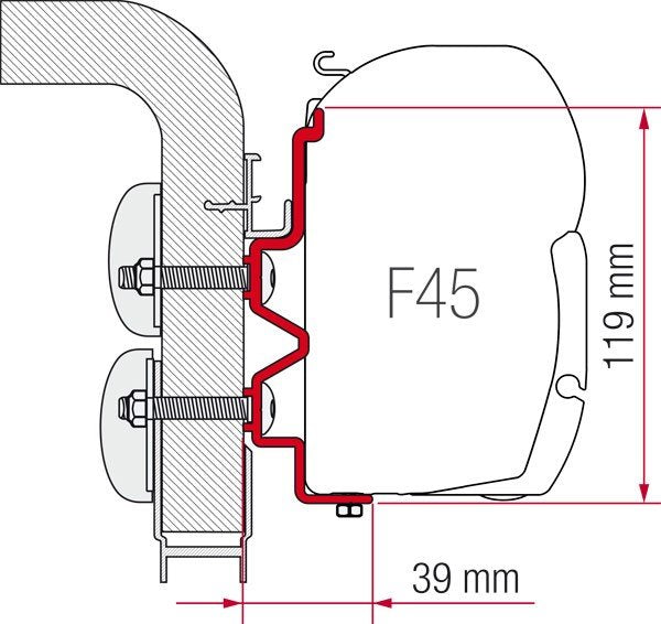 Fiamma Kit montaggio tendalino F45 per Hymercamp – 3 staffe da 12 cm