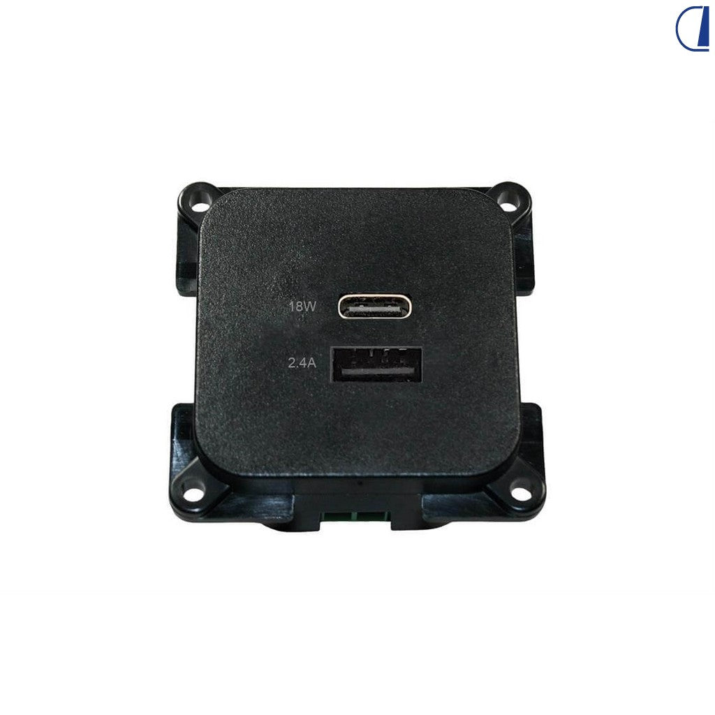 Di-Tec Presa USB doppia C-Line USB-A + USB-C 30W 10-24V DC nera