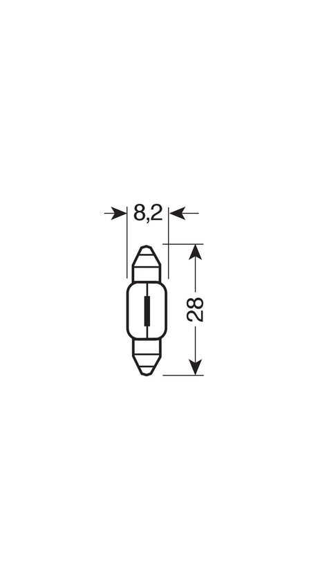Lampa 12V Lampada siluro - 8x28 mm - 5W - SV7-8 - 2 pz - D/Blister 58130