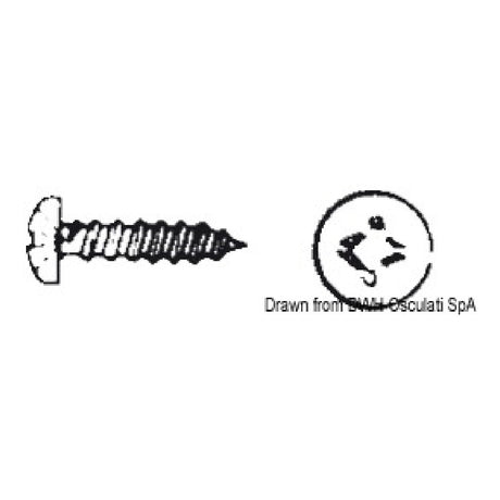 Osculati Viti autofilettanti testa cilindrica taglio a croce UNI 6954 DIN 7981 A2-7981-02.9X010