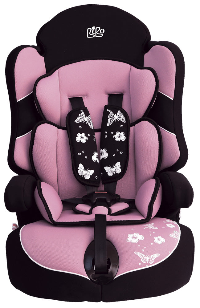 Bibo 1442 Seggiolino di sicurezza per bambini 9-36 kg mod. Bering lilla farfalle