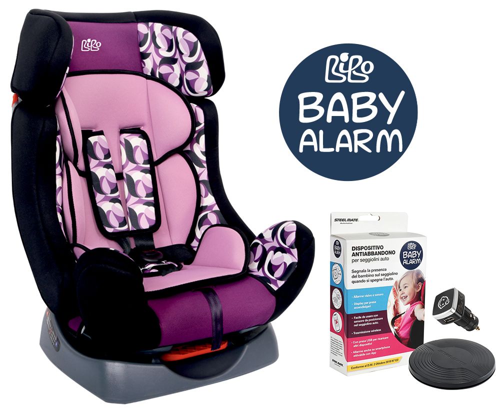 Bibo 1896ALARM Seggiolino con antiabbandono per bambini 0-25 kg mod. Aurora lilla