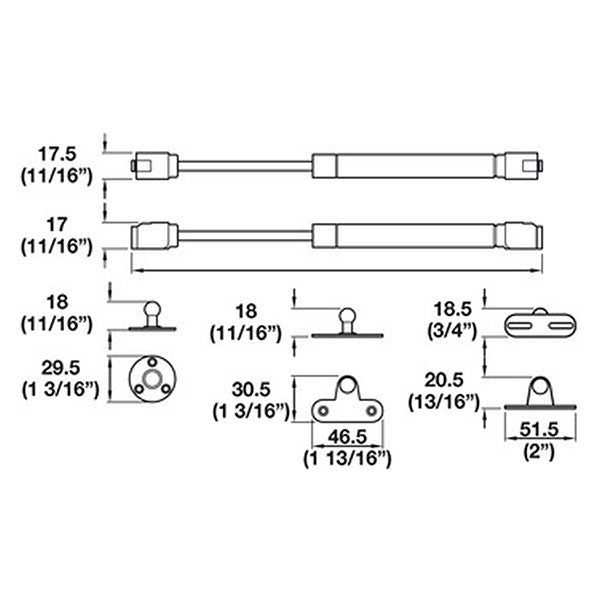 Braccetto a gas per antine 80 N BRA055