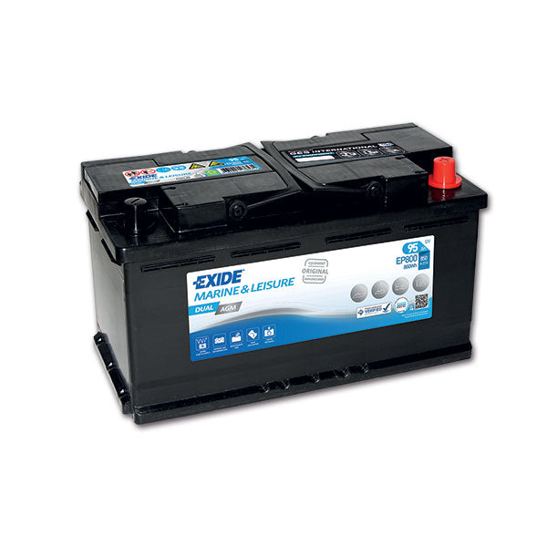 Exide Batteria AGM 12V 95Ah  Sotto Sedile Fiat Ducato, H190 mm, Servizi Camper