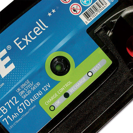 Batteria Exide Excell EB 712 LB3 12V 71Ah 670A  Avviamento Camper e Ford Transit - AmerigoStore