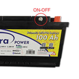 ExtraPower Batteria al Litio per Camper 100 Ah  Poli a Vite M8 con Bluetooth