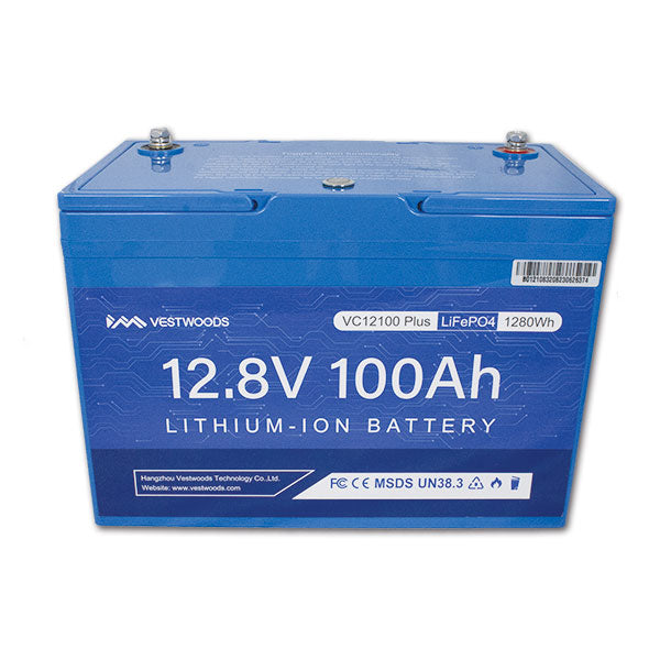 VestWoods 100 Amp Lithium Camper Battery with BMS 307 x 169 x 213 mm