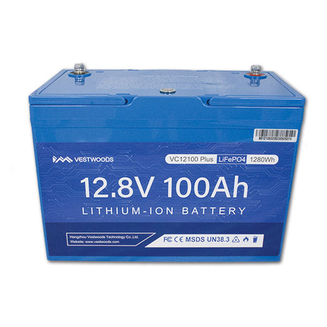 VestWoods 100 Amp Lithium Camper Battery with BMS 307 x 169 x 213 mm