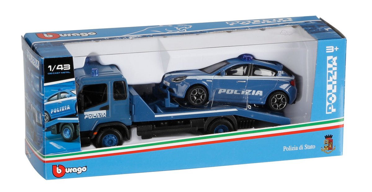 Burago Carro attrezzi Polizia con auto, Burago, scala 1:43