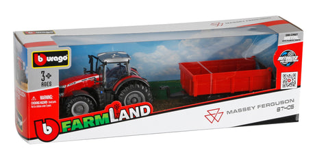 Burago Trattore agricolo con rimorchio assortito, Burago, scala 1:43
