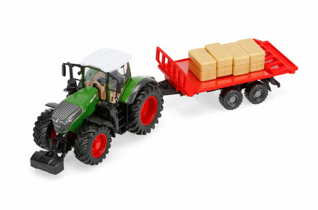 Burago Trattore agricolo con rimorchio assortito, Burago, scala 1:43