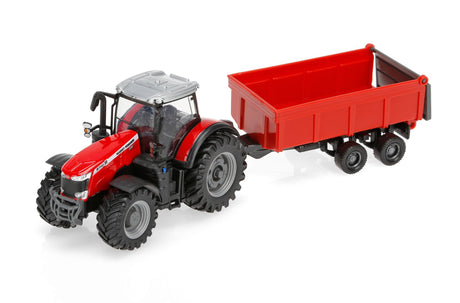Burago Trattore agricolo con rimorchio assortito, Burago, scala 1:43