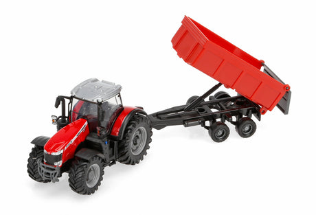 Burago Trattore agricolo con rimorchio assortito, Burago, scala 1:43